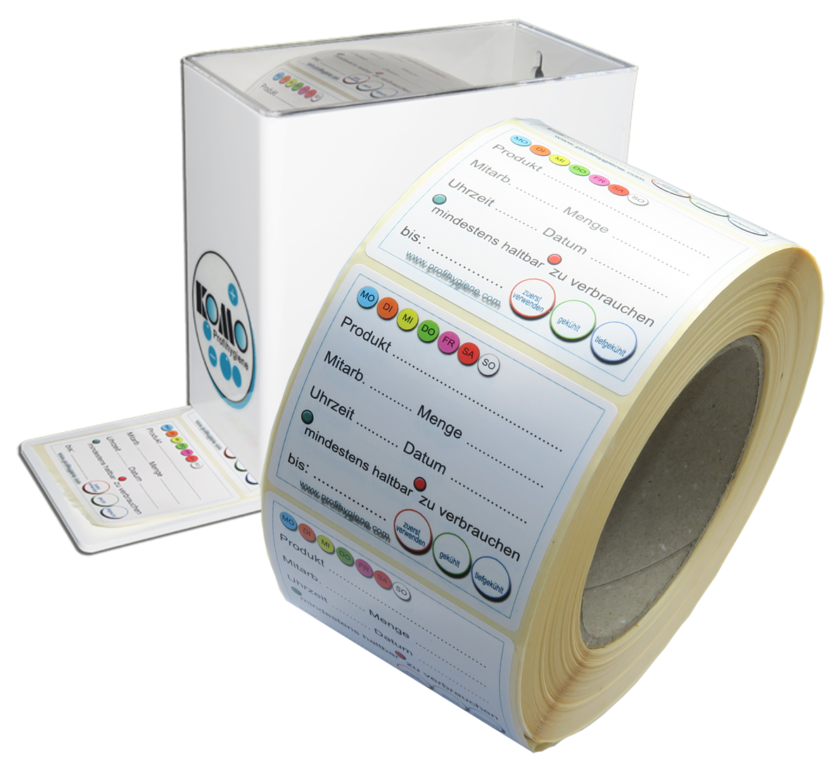 Bild von KOMO Etiketten Spender SET zur Kennzeichnung vorproduzierter Lebensmittel 