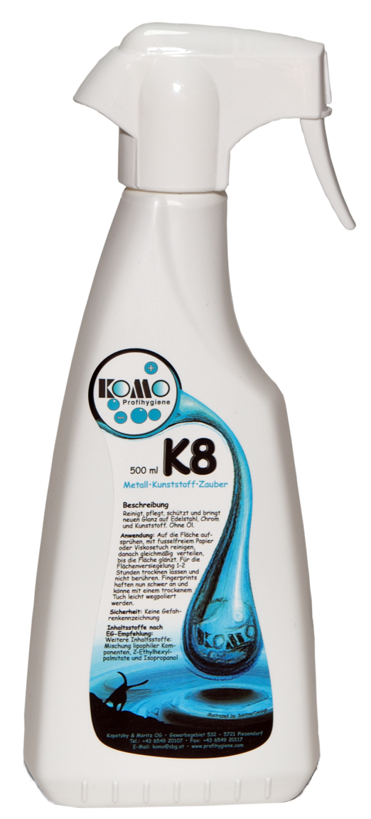 Bild von KOMO Metall Kunststoff Pflegereiniger "K8".  500 ml Sprühflasche. 
